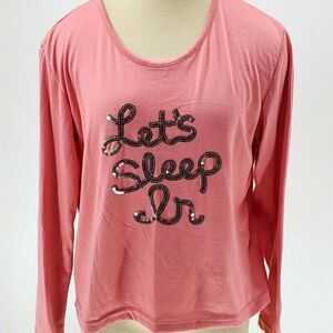 Cute top, mentally exhausted. Medium, pink. Sequins.